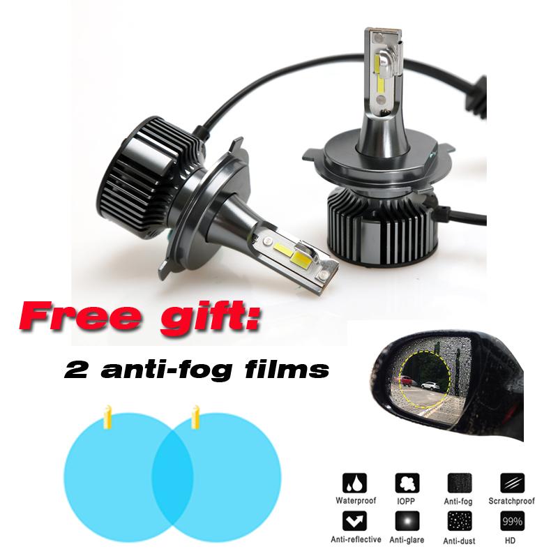 

Car Headlights Auto Led Lighting System Three (3) Color Variable Nighteye Headlight H4 56W/6600LM Free Rearview Mirror Anti-fog Film
