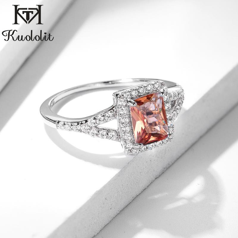 

Cluster Rings Kuololit Sultanite Gemstone Ring For Women Solid 925 Sterling Silver Baguettes 5*7 Color Change Stone Engagement, Golden;silver