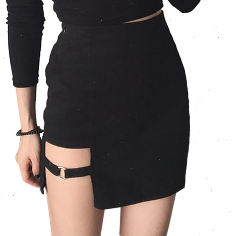 

women skirts womens skirt hollow out mini asymmetrical saias metal ring decoration irregular cut design faldas female ultra thin, Black