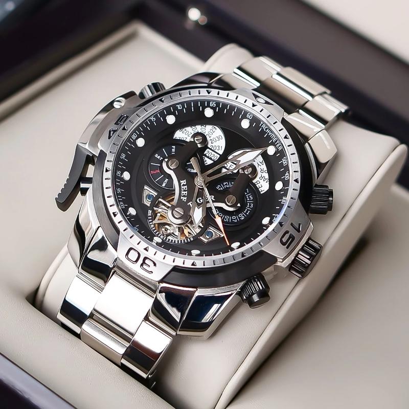 

Wristwatches Reef Tiger/RT 2021 Luxury Sport Automatic Mechanical Men Watch 100M Waterproof Stainless Steel Tourbillon Watches Big Dial, Rga3503-ylyb
