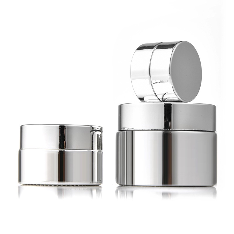 

Silver Plated glass cosmetic jars Cream bottles 5g 10g 15g 20g 30g 50g lip balm cream containers