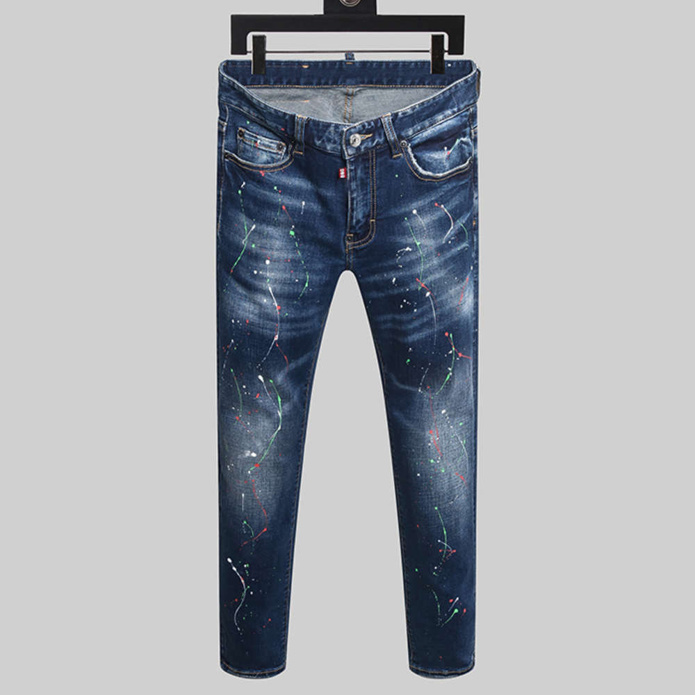 

Jeans European Style Jean Men's D2 Italy Brand Elastic Men Slender Denim Broek Rits Blue Pencil