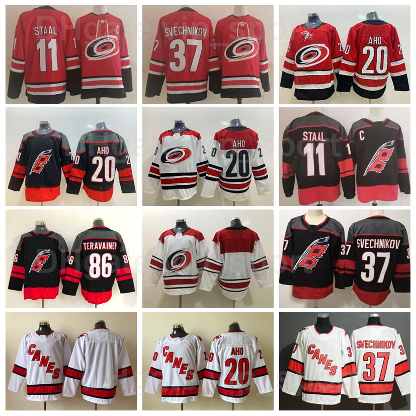 

Carolina Hurricanes 20 Sebastian Aho Jersey Ice Hockey 37 Andrei Svechnikov 11 Staal 86 Teuvo Teravainen All Stitched Red White Black Breathable For Sport Fans, Blank