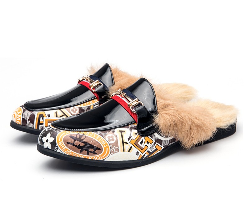 

Big Size luxurys Sandals Slippers Men Loafers Leather Casual Shoes Fashion Spring Black Outdoor Slides Indoor Men's Flats Non-slip Lazy Shoe