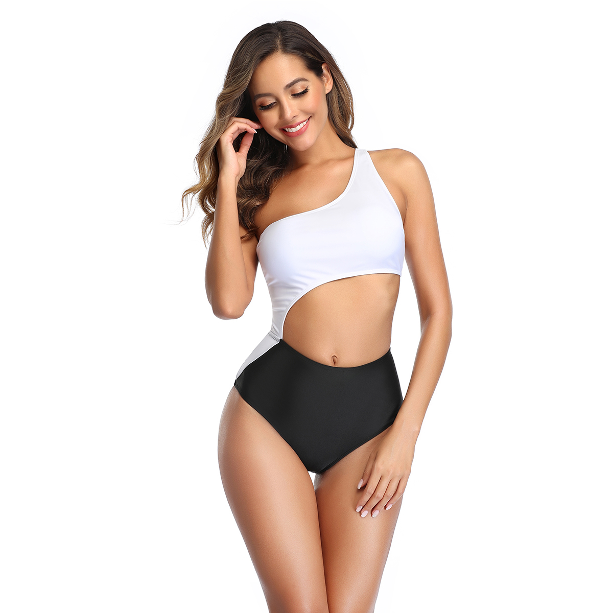 

New Solid Color One-piece Swimsuit Hot Beach One-shoulder Sexy Bikini 133
