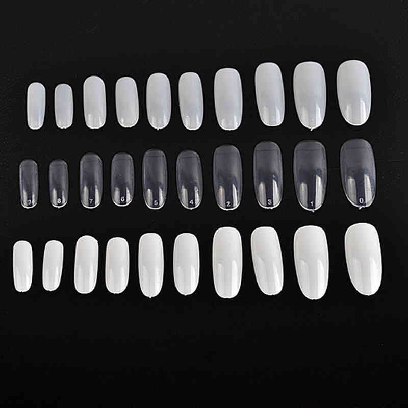 500Pcs Artificial False Fake Full Round Acrylic UV Gel Nail Manicure Natural Clear White Art Tips Decorations-image-691808353