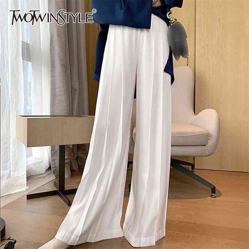 

Casual Wide Leg Pants Women High Waist Ruched Large Size Trousers Female Fashion Clothes Autumn 210521, Black