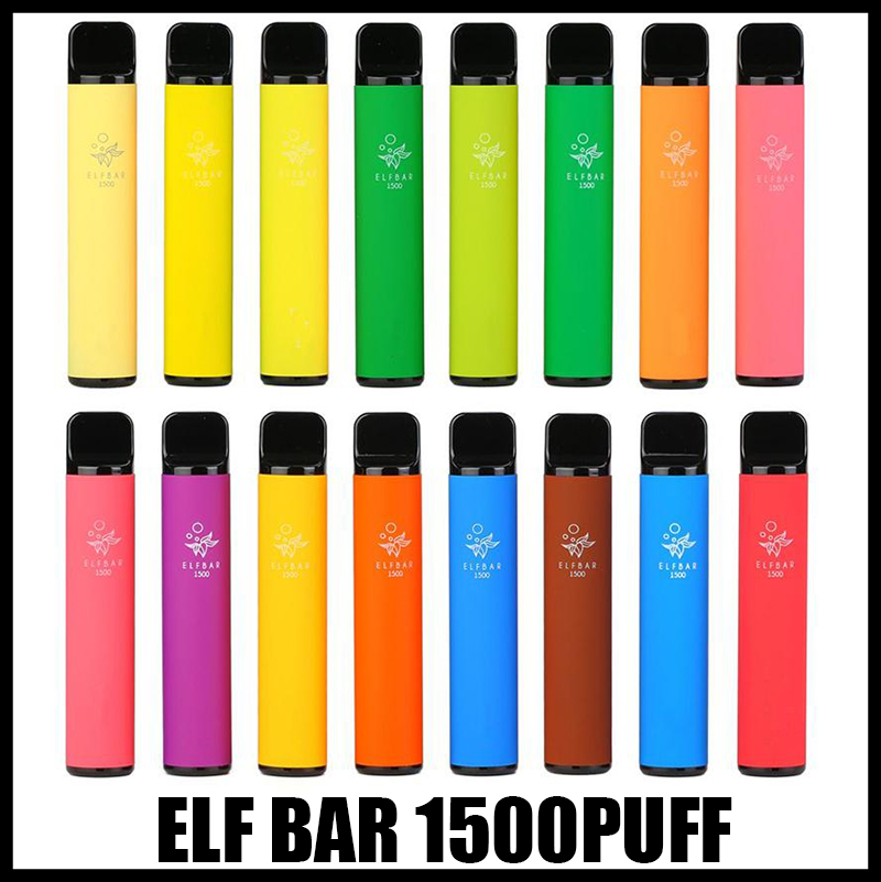 

ELF BAR 1500 Puffs Disposable E cigarettes Vape Pen 4.8ml 2% Prefilled Cartridge Pod Device 850mAh Battey Adjustable Vaporizer elfbar geek