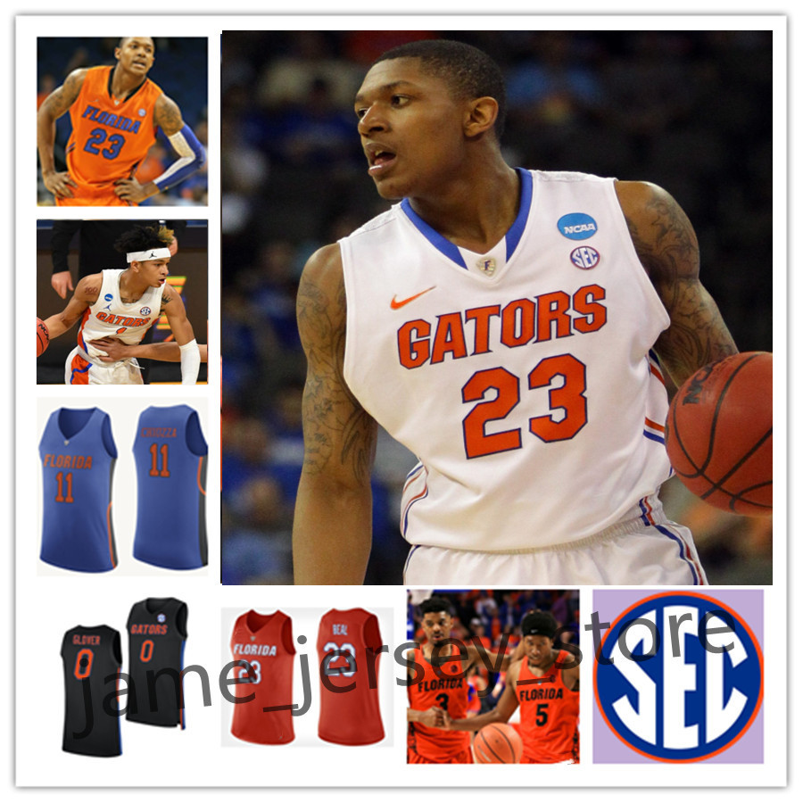 

NCAA Custom Florida Gators Stitched College Basketball Chandler Parsons Bradley Beal Udonis Haslem Kowacie Reeves Niels Lane Myreon Jones Elijah Kennedy, Florida gators custom white retro jersey