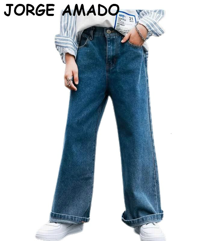 

Jeans Teenage Girls Autumn Blue Loose Casual Long Denim Pants Children Clothes 5-15Years E22108 EQCJ
