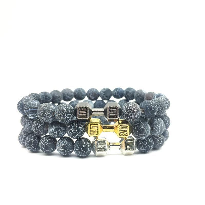 

Beaded, Strands Black Weathered Wristband Adjustable Barcelets For Women Men Beaded Bracelet Gold Silver Dumbbell Mens Jewelry Original Bang