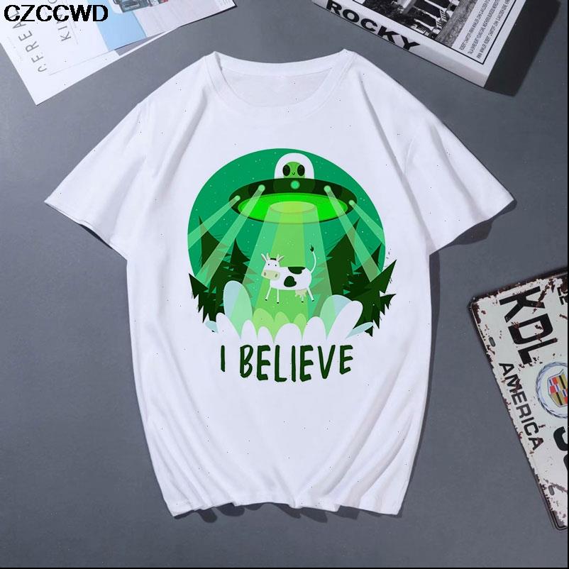 

czccwd womens t shirts women clothes hipster white shirt harajuku fashion i believe in s funny fun kawaii tshirt streetwear