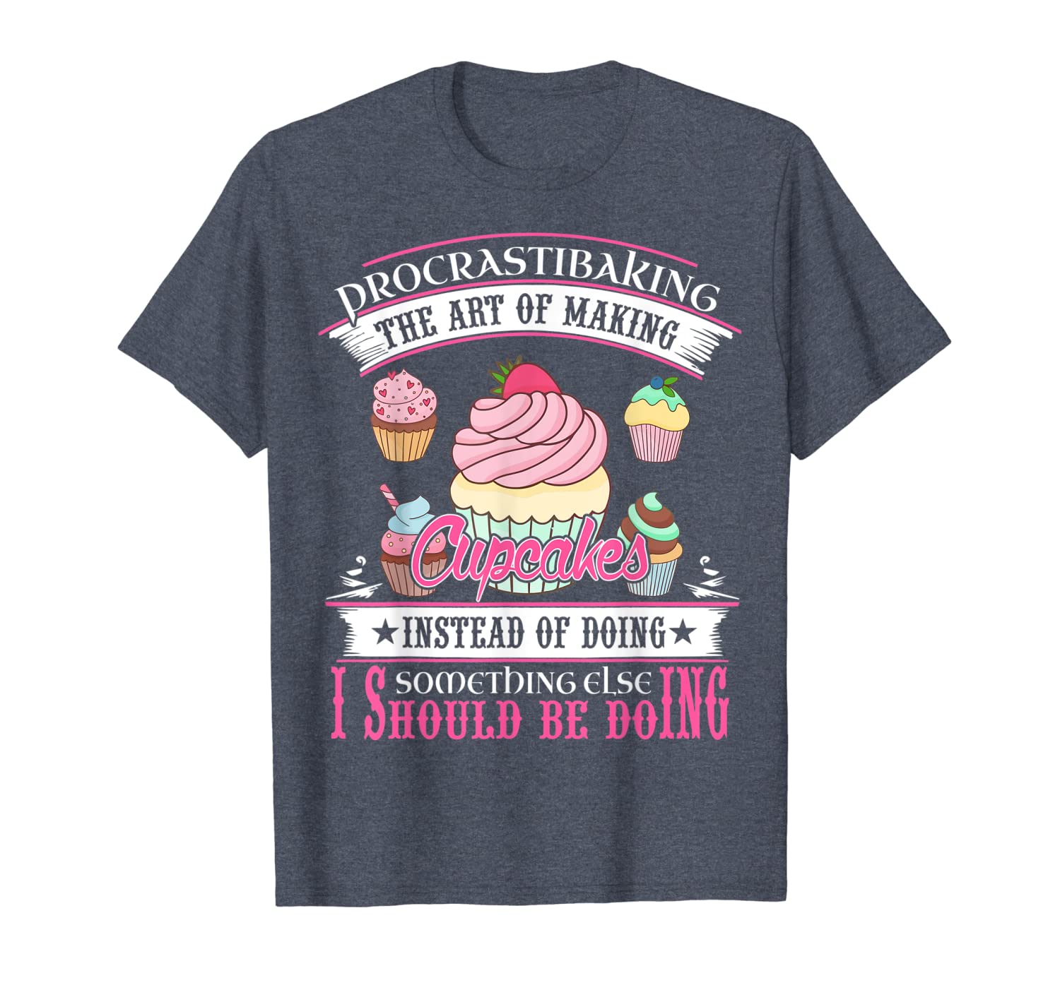 

Funny Cupcake Baking Tshirt - Procrastibaking, White;black