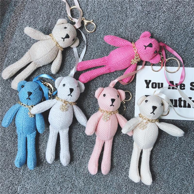 

Keychains 2021 Cute Fluffy Bear Keychain Pendant Fur Pompoms Key Chain Pom Bag Charm Car Ring