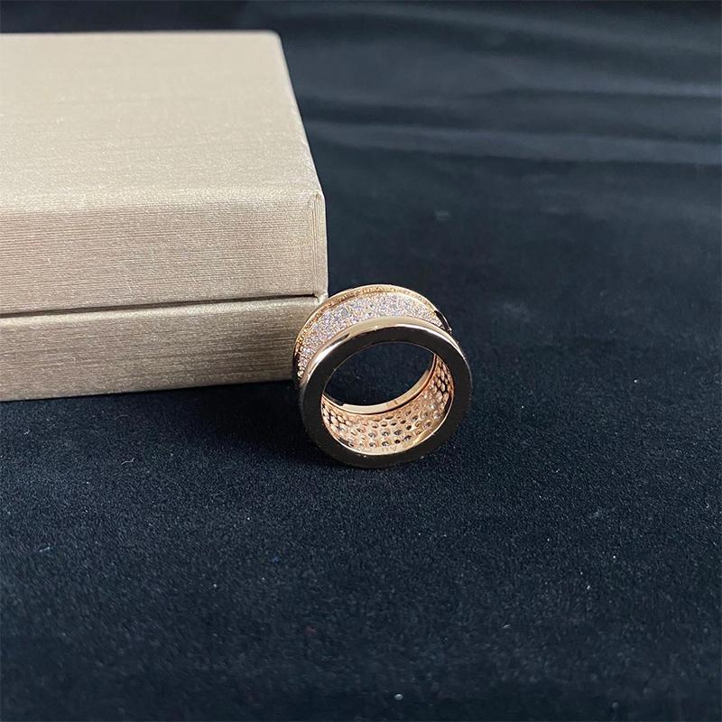 Cluster Rings Classic And Elegant Ceramic Ring Rose Gold Women's Original Engagement Gift For Girlfriend-image-711040209