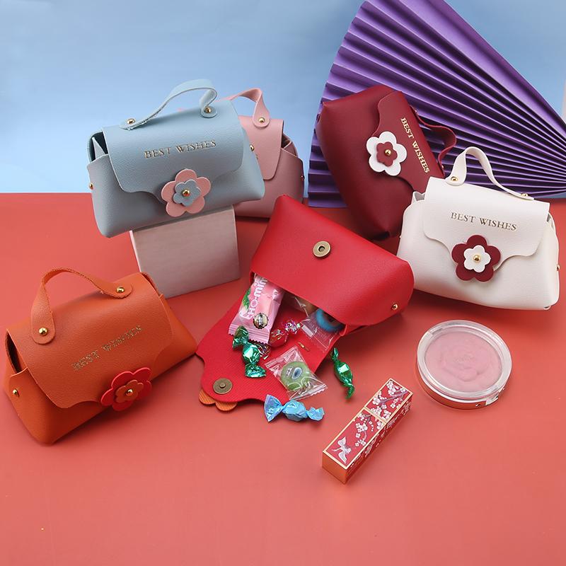 

Jewelry Pouches, Bags 1Pc PU Leather Mini Portable Handbag Gift Flower Letters Favor Packaging Wedding Party Christmas Candy Box Pouches, Pink;blue