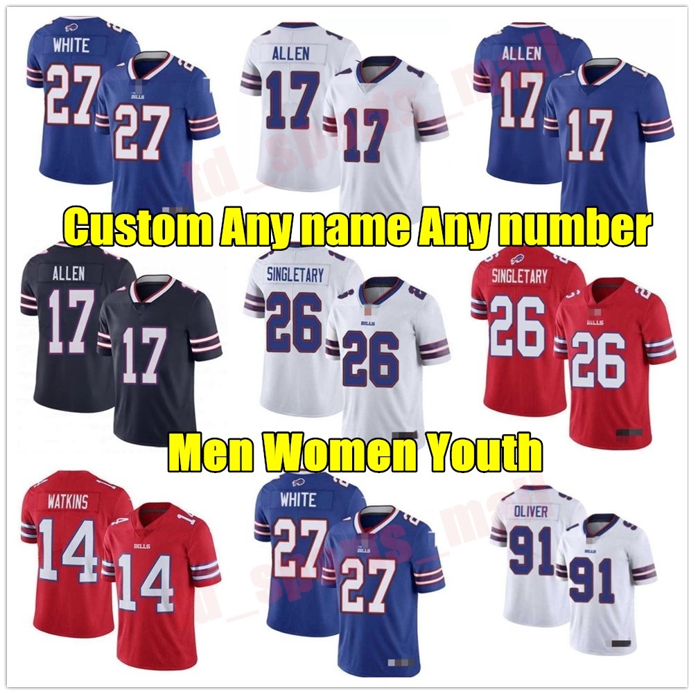 

Custom 17 Josh Allen 14 Stefon Diggs Tre'Davious White Cole Beasley Football Jerseys Poyer 49 Tremaine Edm Zack Moss Jim Kelly Mens Buffalos Thurman Thomas, As shown in illustration