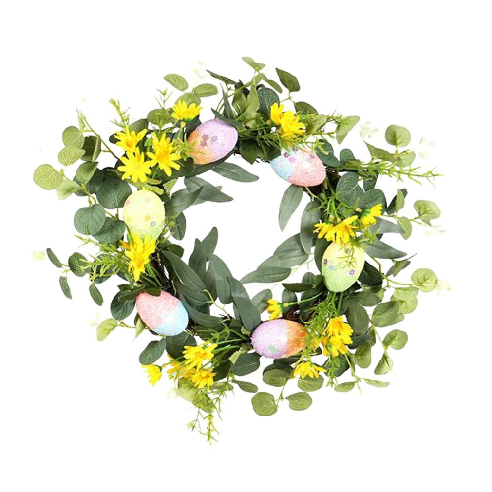 40Cm Paasei Cranes Lent Easter Cranes with flowers Eucalyptus Leaves Front door Wall Raam Vacation Decoration-image-691873834