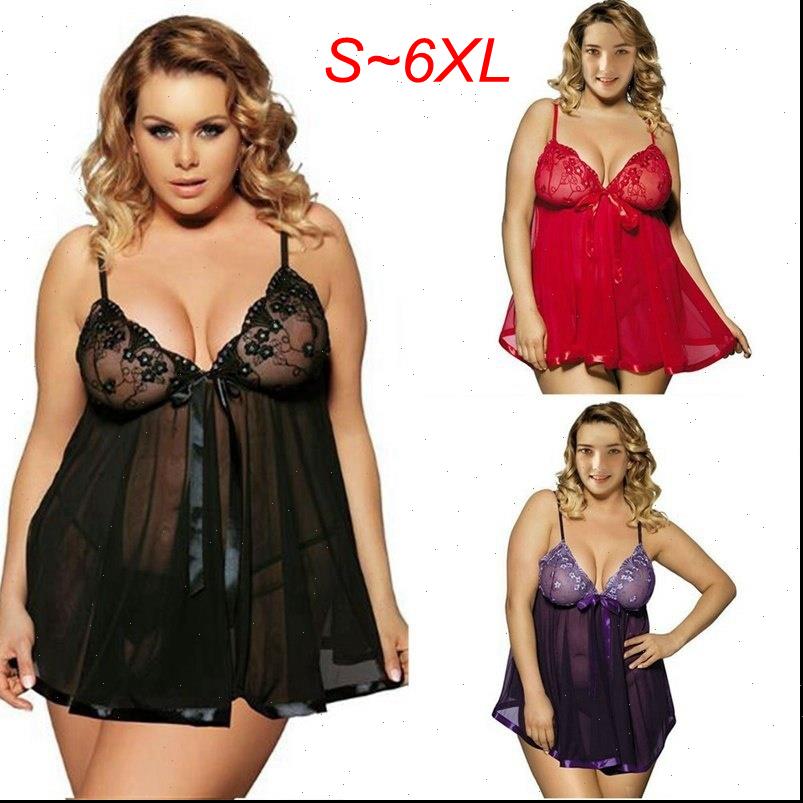

plus size s 6xl fashion women sleepwear lingerie underwear lace dress, Black;red