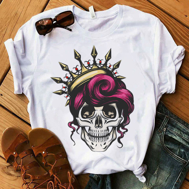 

Purple Hair Pattern Women is Fashion Words 3D Printing Short Slim T-shirt Summer Casual Round Neck Short Top Short Sleeve T-shirt, White