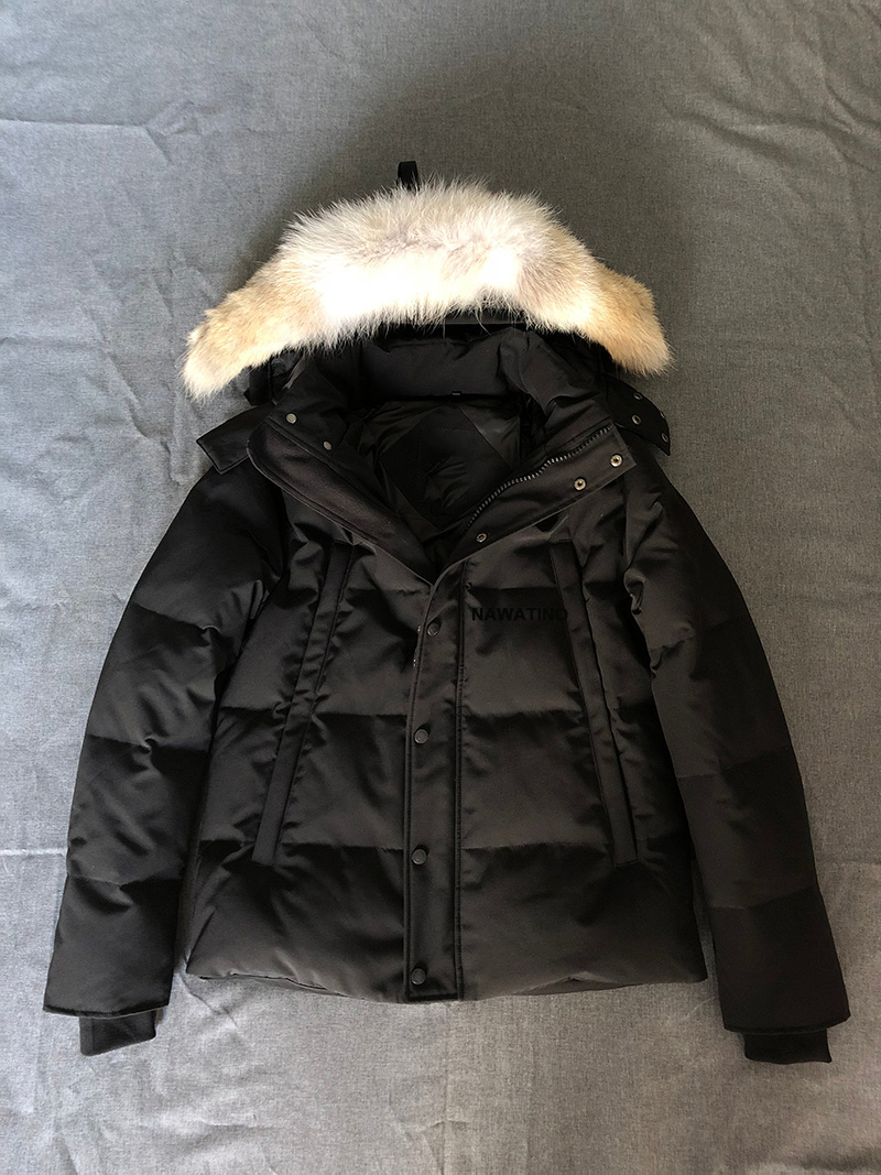 

Canada fashion waterproof Windstopper Winter Coyote whyndham Parka Wolf skin fur thick coat keep warm -30 degree, Black asian size