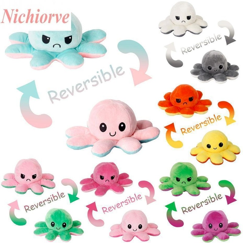 2021 DHL Reversible Flip Octopus Stuffed Dolls Soft Double-sided Expression Plush Toys Party Baby Kids Gift Doll New Year Christmas Gifts Fast Sh-image-713196240