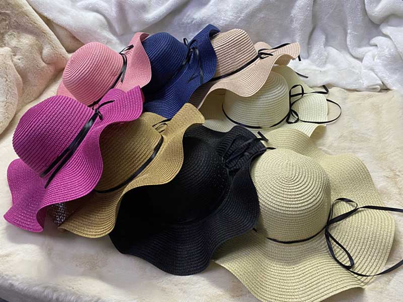 

letter Summer Wide Big Brim Straw Hats Sun For Women Bucket Hat Protection Panama Beach Ladies bow cap, Blue;gray