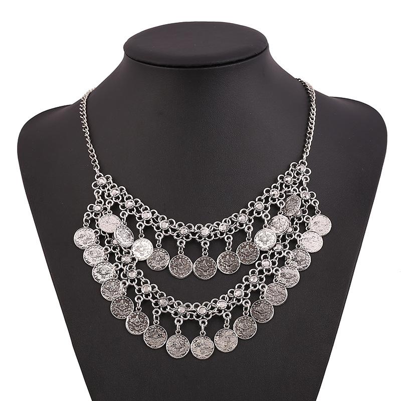

Chokers Sweet Vintage Coin Tassel Woman Necklace Colar Bohemian Ethnic Choker Maxi Statement Black Friday Jewelry