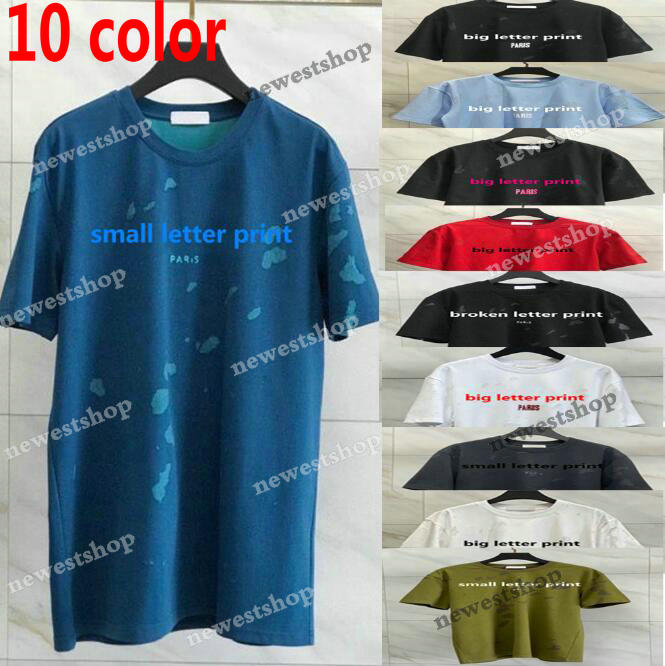 

2021 Luxury Europe Paris big Broken Holes t shirts Two layer fabric Tshirt Men Women small letter Print T Shirt high quality Designer t-shirts