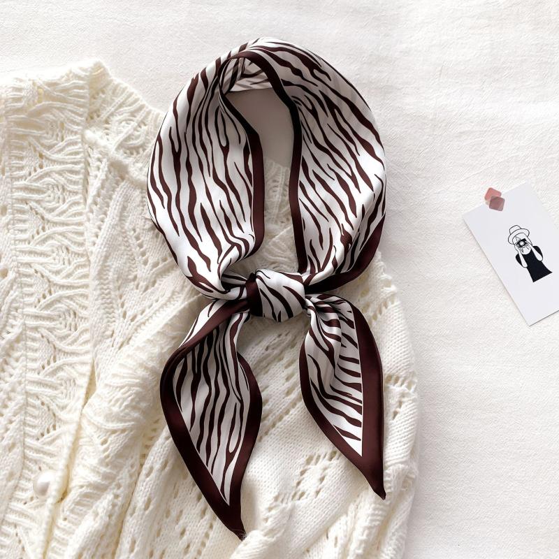 

Scarves Spring Autumn Style British Zebra Pattern Fashion Luxury Silk Scarf Female Decorative Isn't Hair Band Tied Bag Streamer