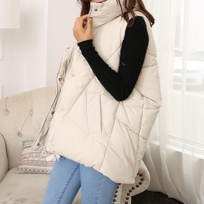 

Women' Vests Autumn Winter Women Mandarin Collar Sleeveless Vest Coat Waistcoat Female Cotton Warm Jacket Ladies Casual Z914, Beige