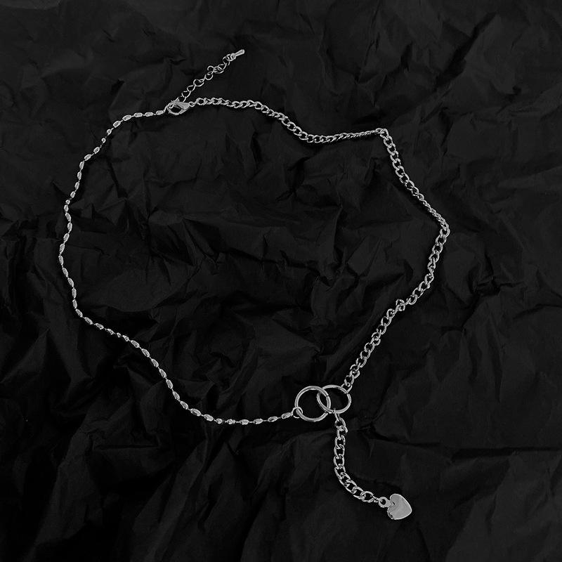 

Pendant Necklaces ALLME Minimalist Hollow Out Circle Necklace For Women Mujer Metal Love Heart Long Tassel Choker Accessories