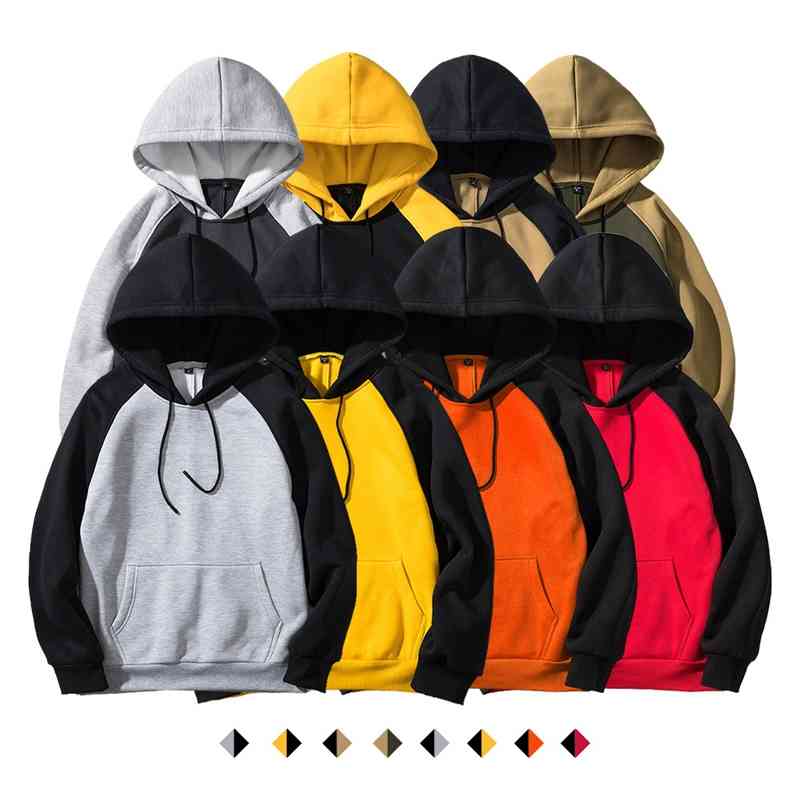 

2021 autumn and winter new DIY Street plug-in Hooded Coat multi color matching sweater men's, Black
