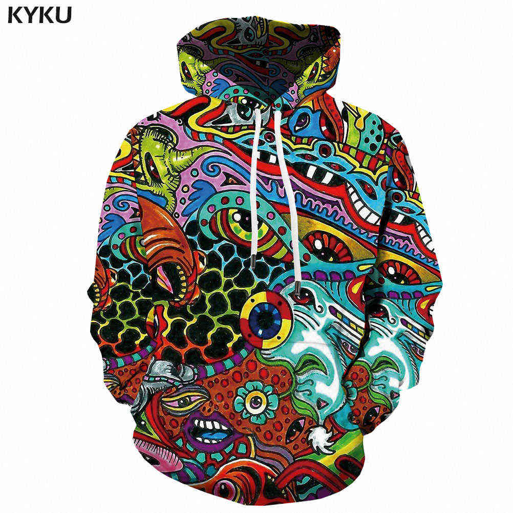 

KYKU 3d Hoodies Anime Sweatshirts men Cartoon Hoodie Print Funny Hoody Anime Colorful Sweatshirt Printed Psychedelic 3d Printed H0909, Wy-2194