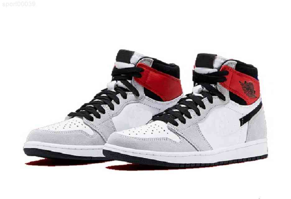 

Light Smoke Grey Jordon 1 High OG for sale With Box men women Toe Black White shoes Store US4-US12