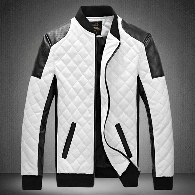 

Mens Leather Jackets Casual High Quality Classic Motorcycle Bike Jacket Men Plus Thick Coats Spring/ Autumn chaqueta hombre 211111, White