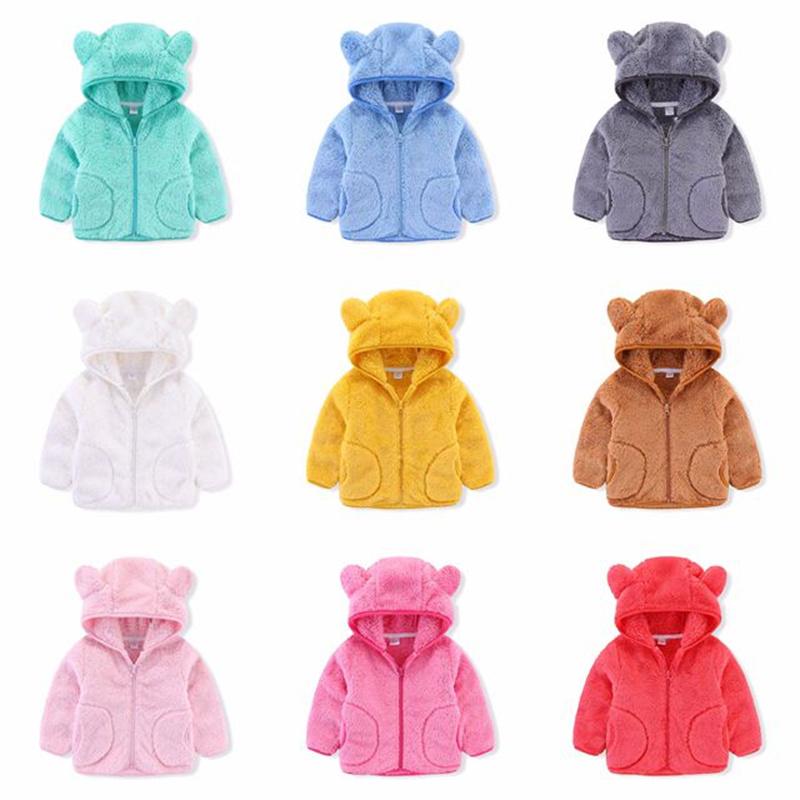 

Jackets Kids Coat 2-6T Fleece Autumn Winter Hooded Outwear Jacket Candy Color Clothes For Boy Jacke Cute Toddler Girl, Blue;gray