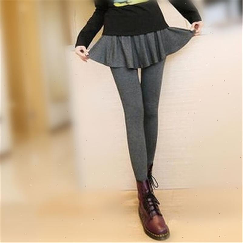 

Womens Legging Skirt Female Women Cotton Twp Pieces Autumn Side Long Stitching Spring Leggins Drop, Black