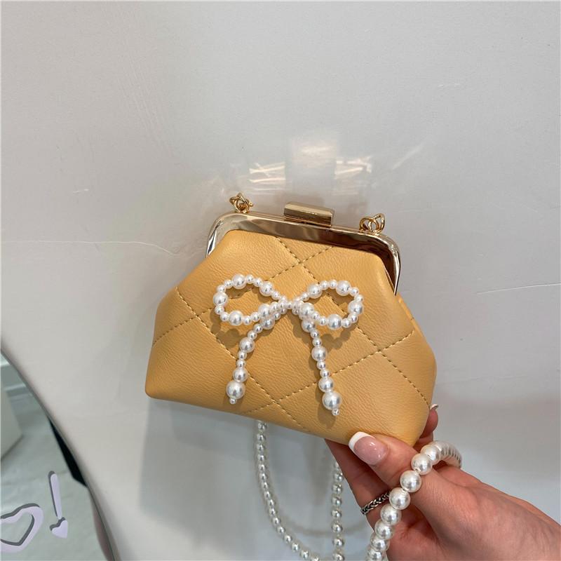 

Evening Bags Elegant Bow Pearl Chain Women's 2021 Temperament Shell Bag Shoulder Crossbody Women Sac A Main