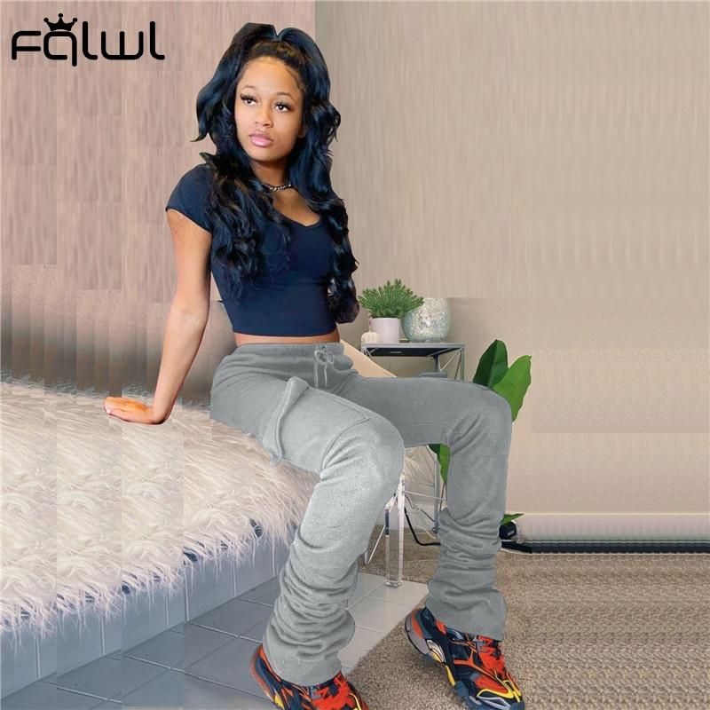 

Women's Pants & Capris FQLWL Streetwear Solid Loose Stacked Sweat Women Cargo Jogger Flare High Waist Female Joggers Ladies Trousers, Orange