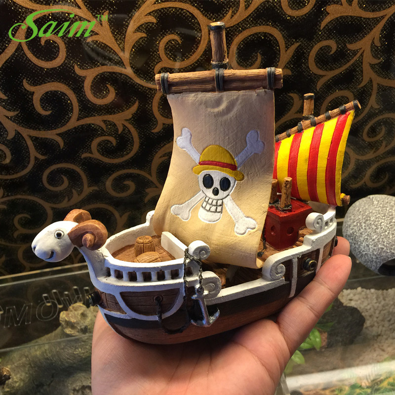 

Saim One Piece Pirate Ship Aquarium Fish Tank Landscaping Decor Aquarium Pirate Ship Climb Pet Box Tank Boat Ornamental SZ007 210324