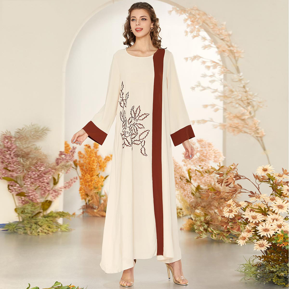 

Turkey Dubai Muslim Long Dress Women Abaya Print Floral Jubah Caftan Kimono Islamic Clothing Elbise Moroccan Dresses Kaftan