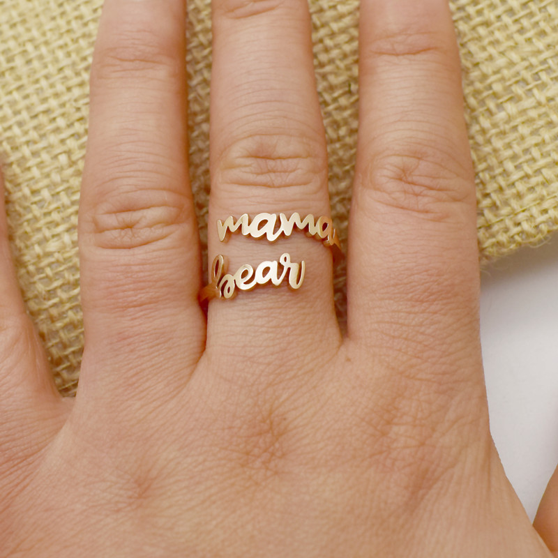 

Europe and the United States stainless steel Mama Bear ring creative letters adjustable friend a gift