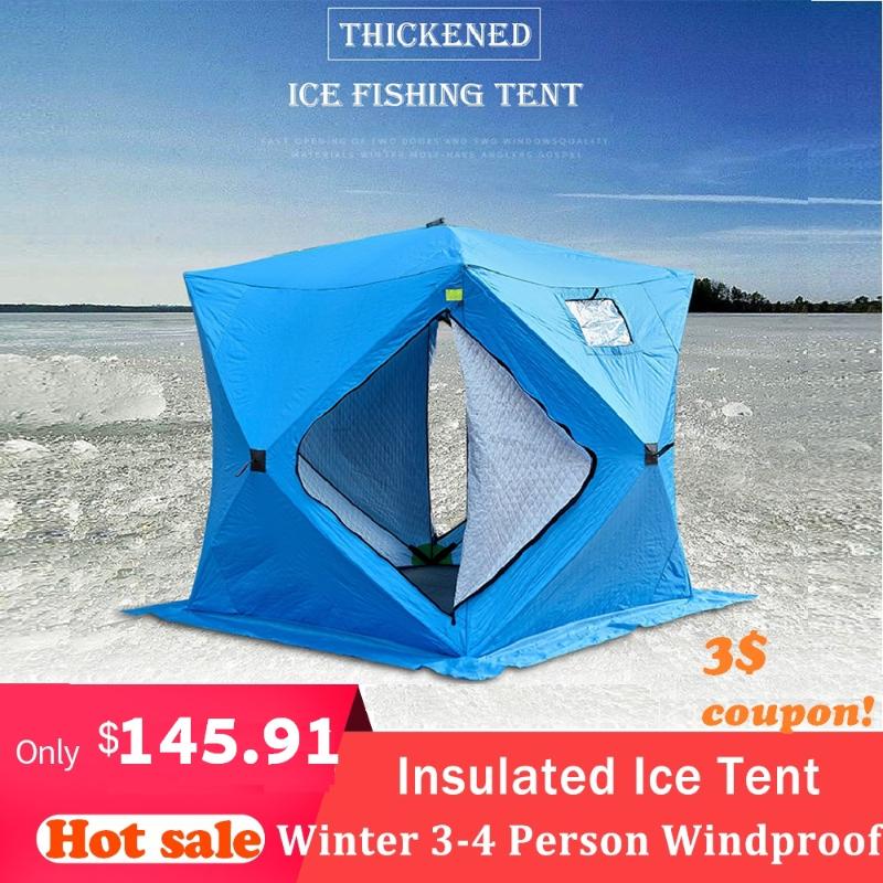 

Camping Tent Ice Fishing Outdoor Party Beach Tents For Winter 3-4 Person 60s Set Up Windproof Insulated Shelter And Shelters
