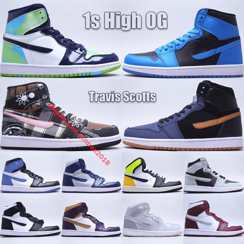 

Classic 1 High OG Men Women Basketball Shoes Leather 1s Trainers Black Lemon Dark Marina Blue Travis Scotts Bordeaux Outdoor Designer Sneakers Size 36-46, Bubble wrap packaging