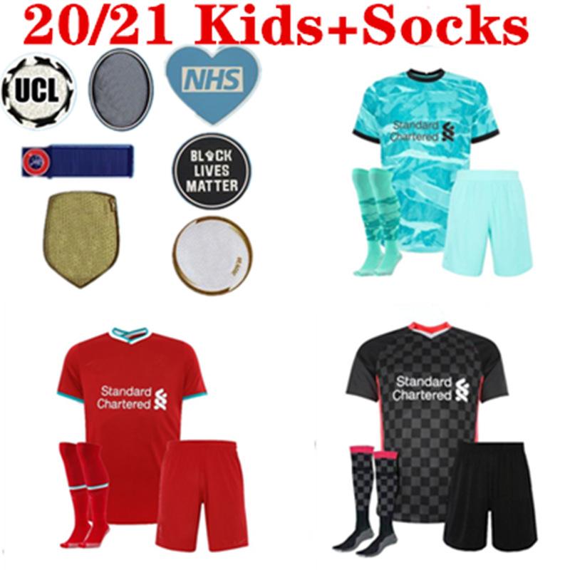 

Kids kit Mohamed SALAH FIRMINO soccer jersey football shirts youth boys 20 21 VIRGIL MANE A.BECKER 2020 2021 uniforms, Black;yellow