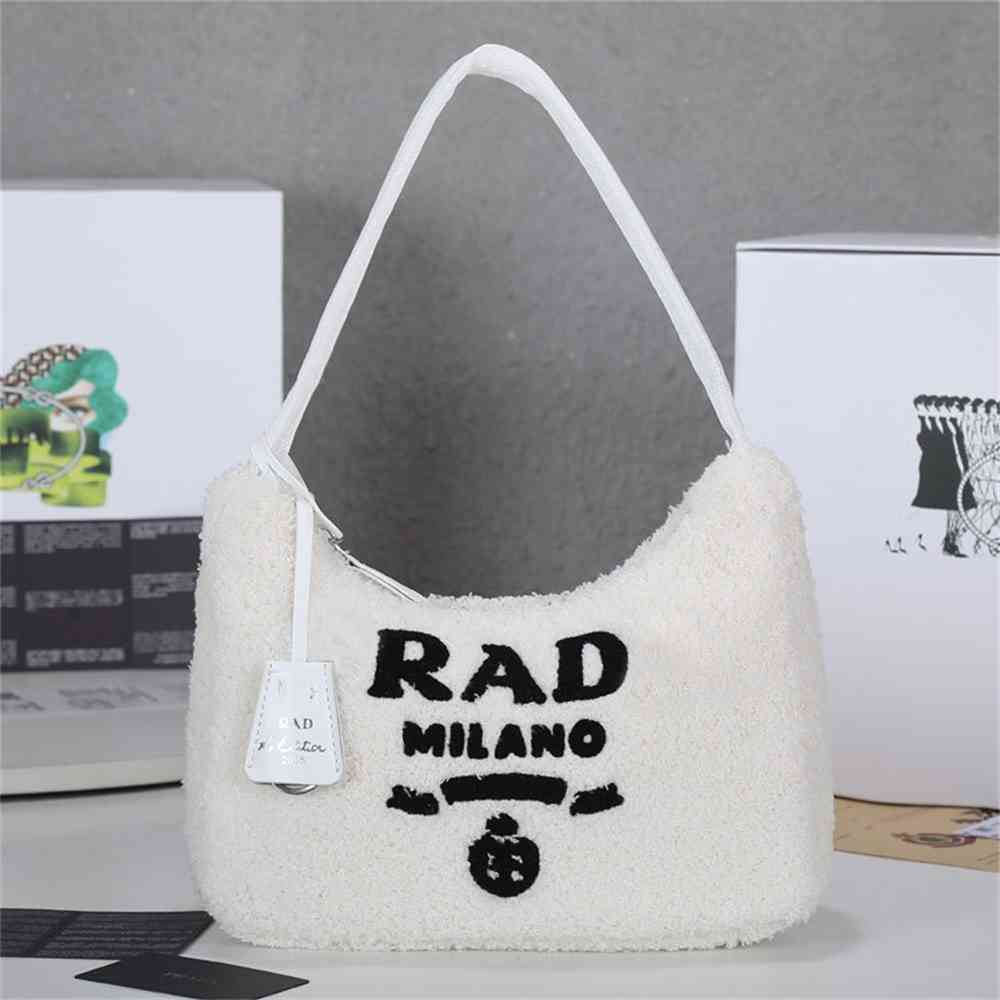 

Hairy Bag Hobo underarm bag new style fashion versatile autumn down women's one shoulder portable, White