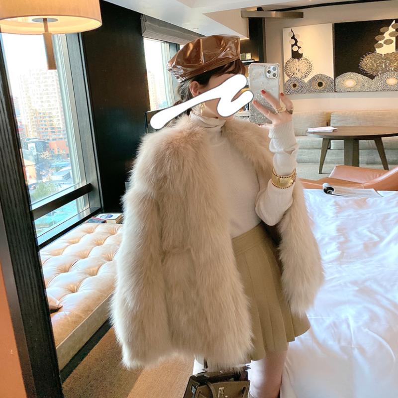 

Women's Fur & Faux 2022 Winter Female Coat Beige Young Lady Mink Jackets Thick Warm Outwear Long Sleeve Coats Wholesale, Black