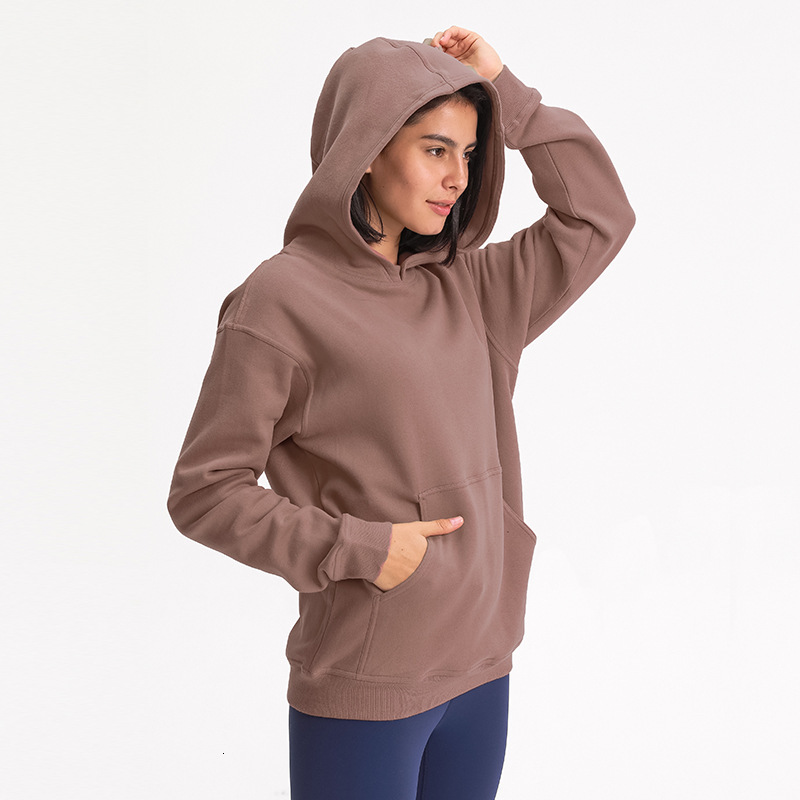 

2021 Hooded Autumn Pullover and outdoor leisure winter sweater women's loose thick yoga fitness sports coat, Black