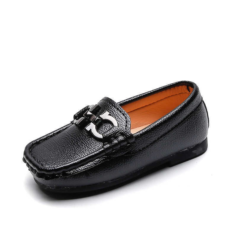 

New Children Shoes Boys Girls Casual Shoe Kids Leather Sneakers Boys Girls Boat Shoes Slip On Soft Casual Flats Shoes Sandals X0703, Black